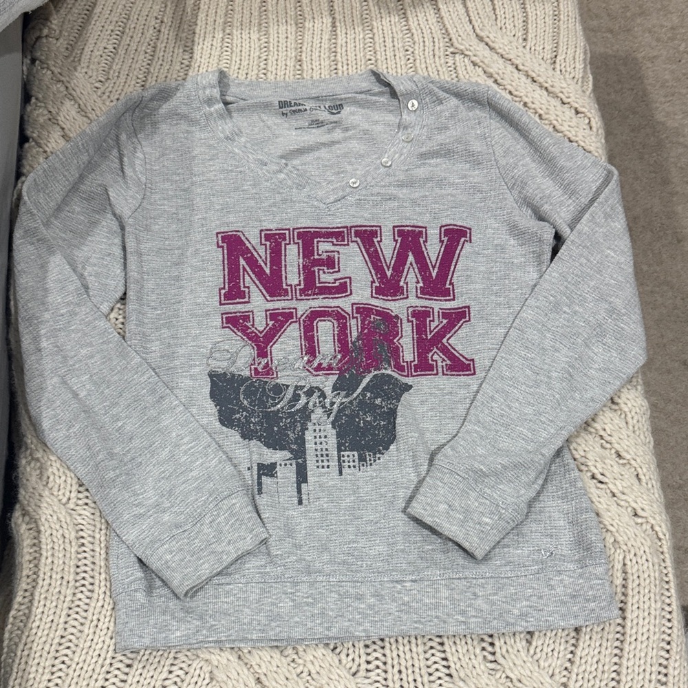 Selena Gomez Dream Out Loud Gray thermal Long Sleeve Shirt  Juniors XL